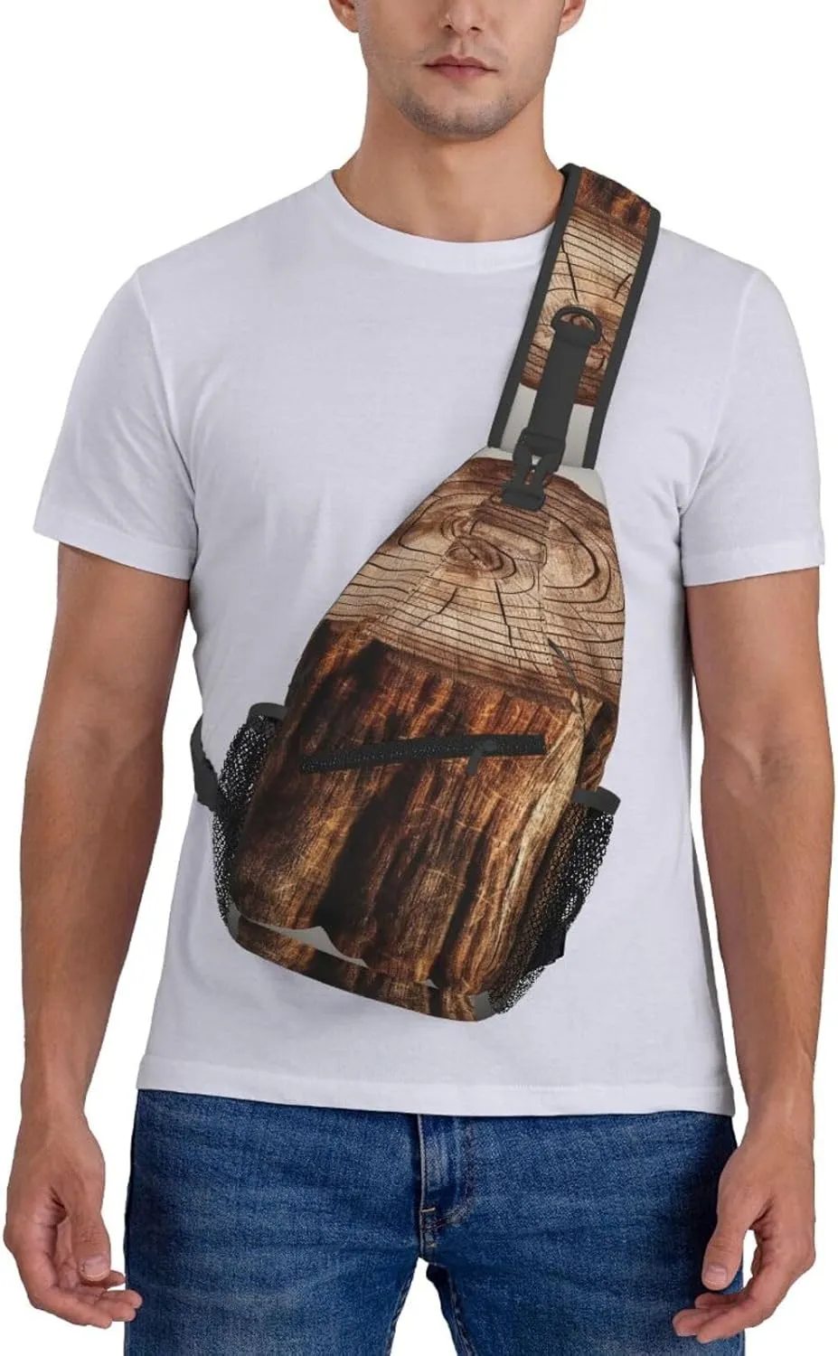 Sling Bag Crossbody Sling Backpack for Men Women Stump of Oak Tree Cross Chest Bag Travel Hiking Daypack