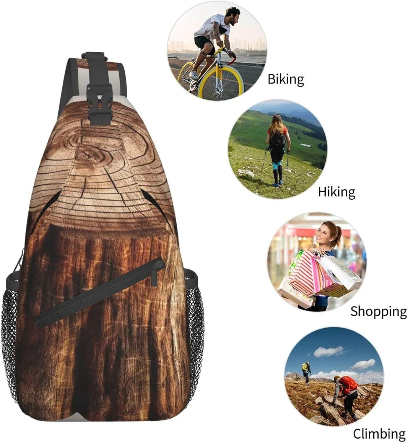 Sling Bag Crossbody Sling Backpack for Men Women Stump of Oak Tree Cross Chest Bag Travel Hiking Daypack