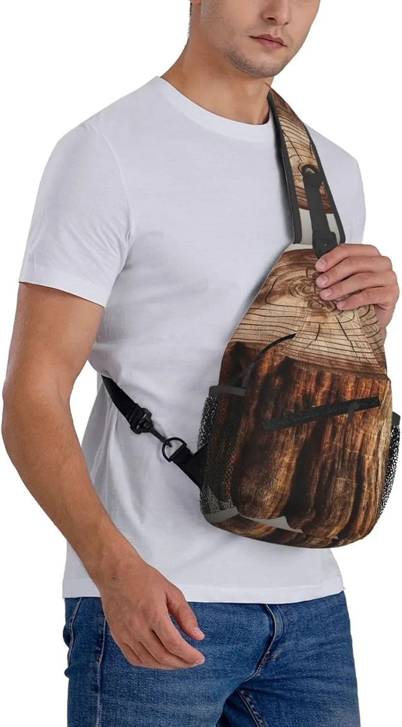 Sling Bag Crossbody Sling Backpack for Men Women Stump of Oak Tree Cross Chest Bag Travel Hiking Daypack