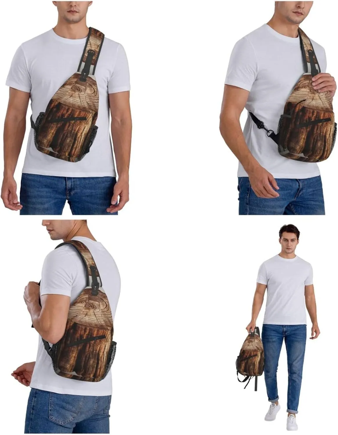 Sling Bag Crossbody Sling Backpack for Men Women Stump of Oak Tree Cross Chest Bag Travel Hiking Daypack