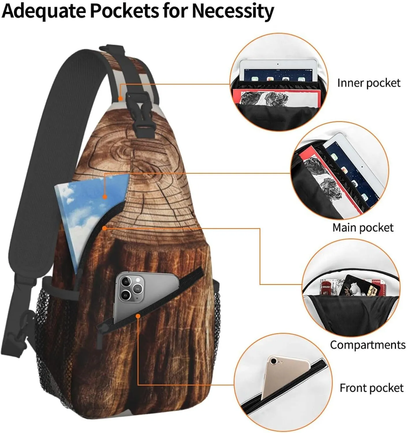 Sling Bag Crossbody Sling Backpack for Men Women Stump of Oak Tree Cross Chest Bag Travel Hiking Daypack