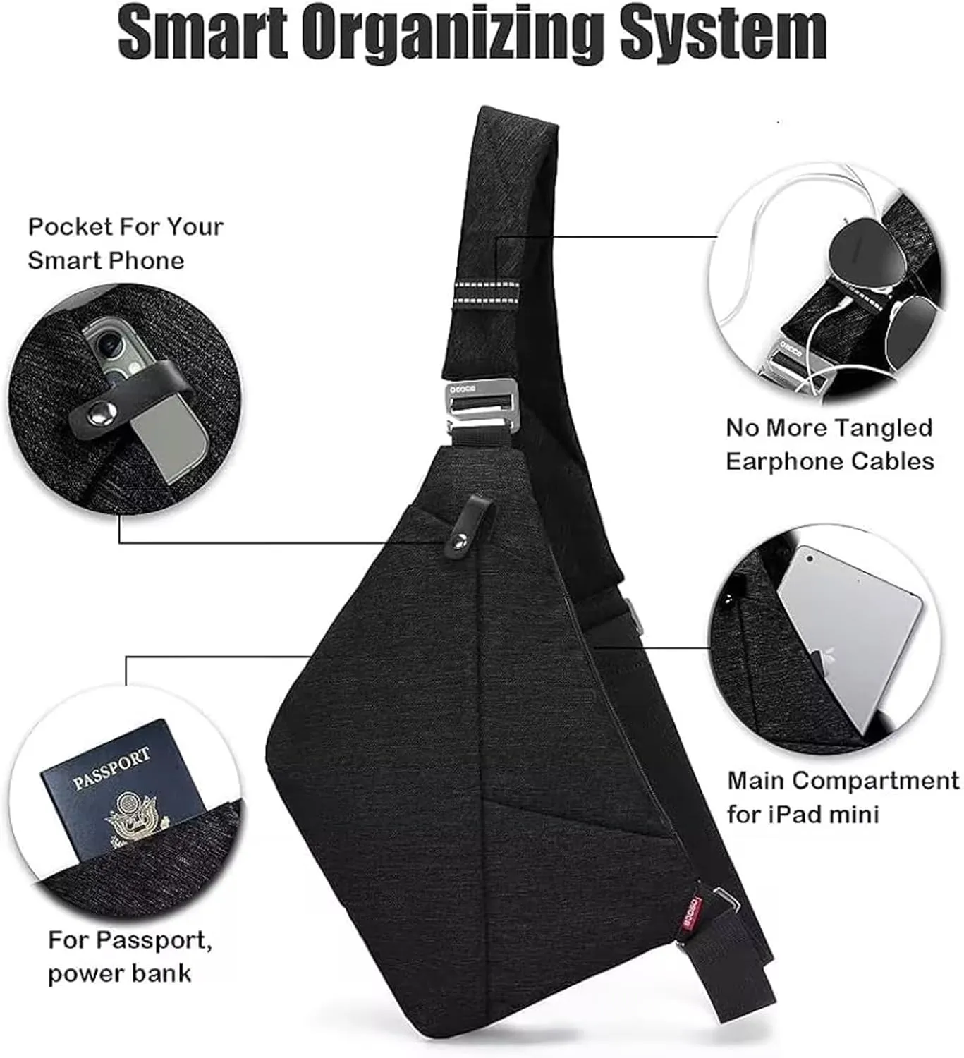 Sling Bag for Men, Crossbody Bag Shoulder Bag for Men Anti-theft Bag for Travel Casual