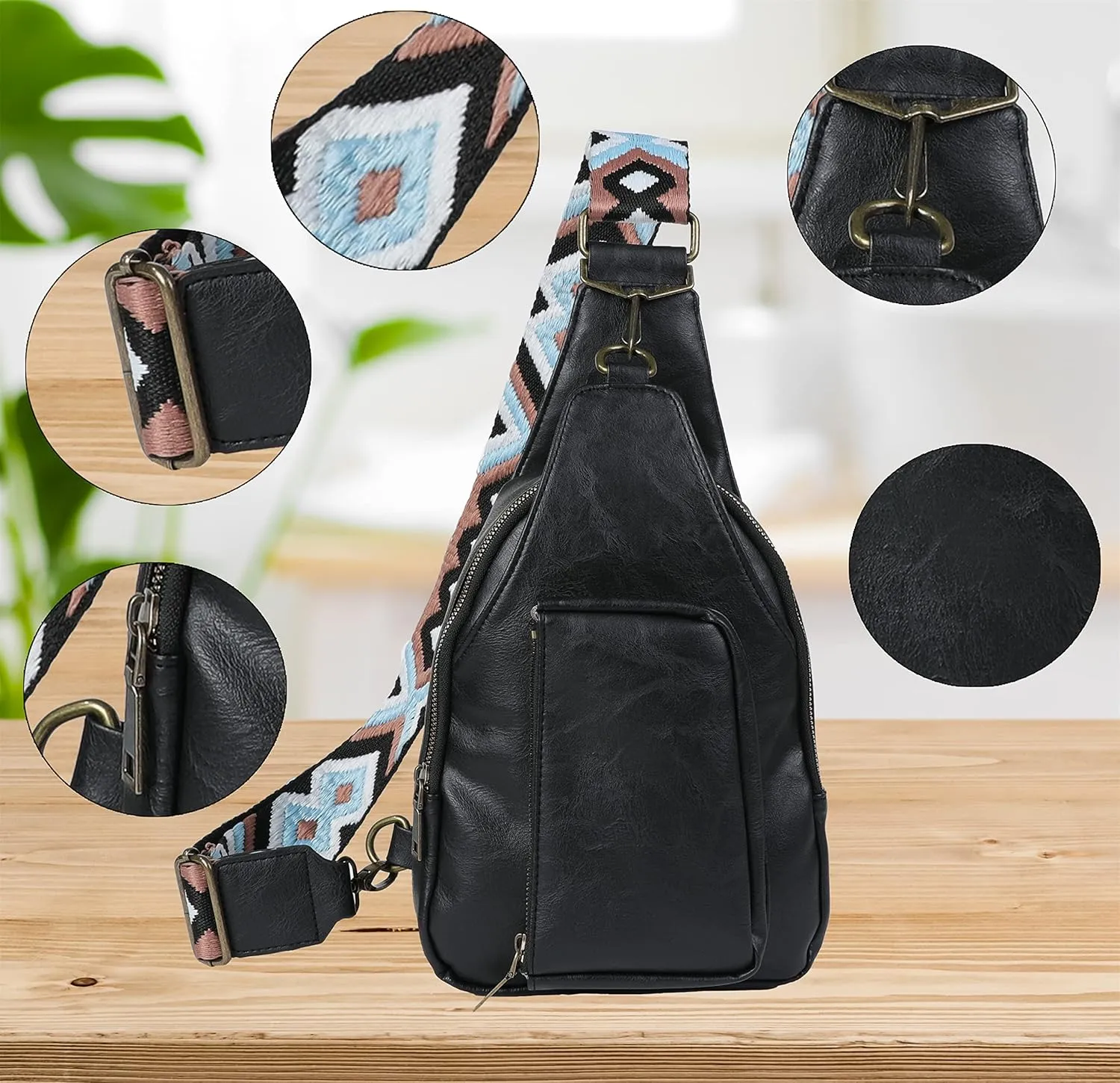Sling Bag for Women Crossbody Sling Backpack Chest Bags with Leopard Strap Sash Purse for Traveling Hiking