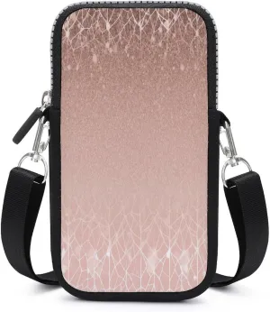 Small Crossbody Bags for Women,Blush Rose Gold Print Mobile Phone Bag,Trendy Cross Body Cell Phone Purse Shoulder Bag