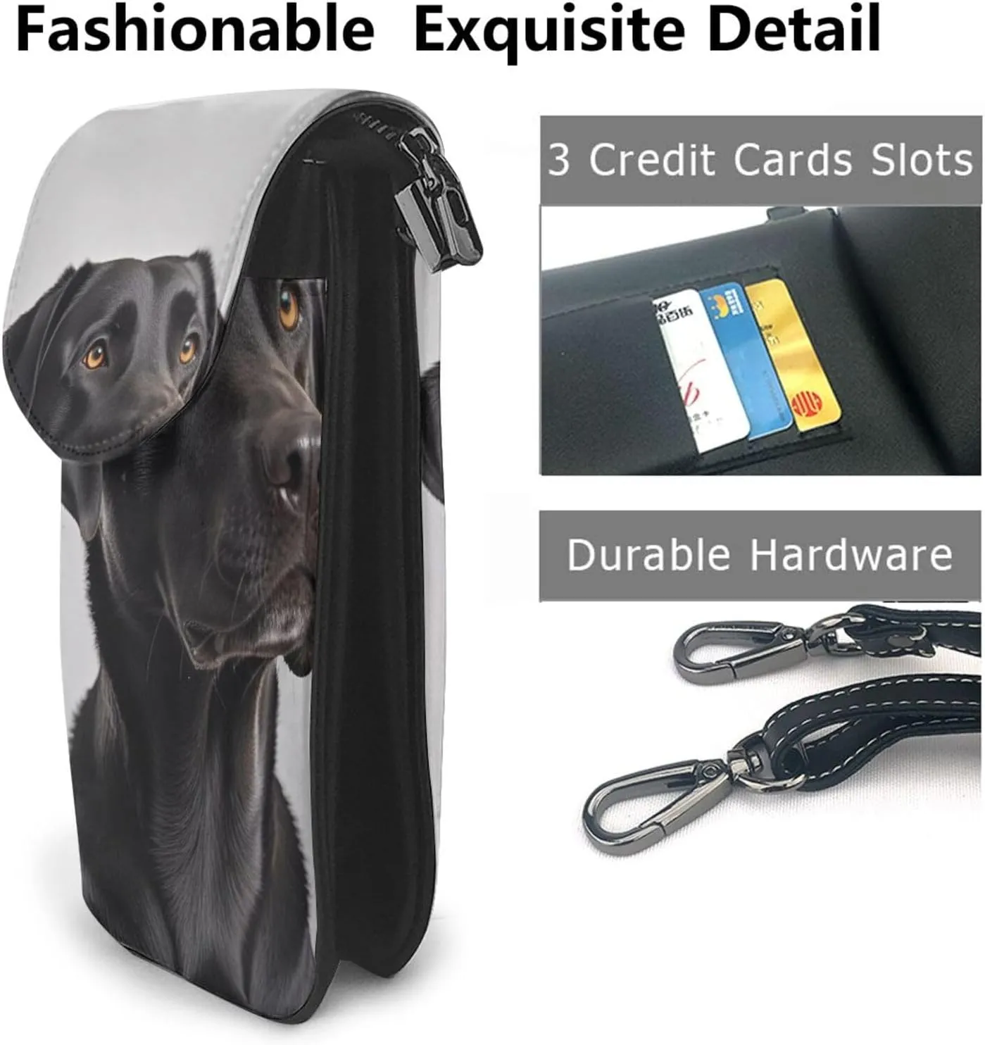 Small Crossbody Bags for Women,Leather Shoulder Bag for Cell Phone Purse with Strap and black and gold flowers Printed