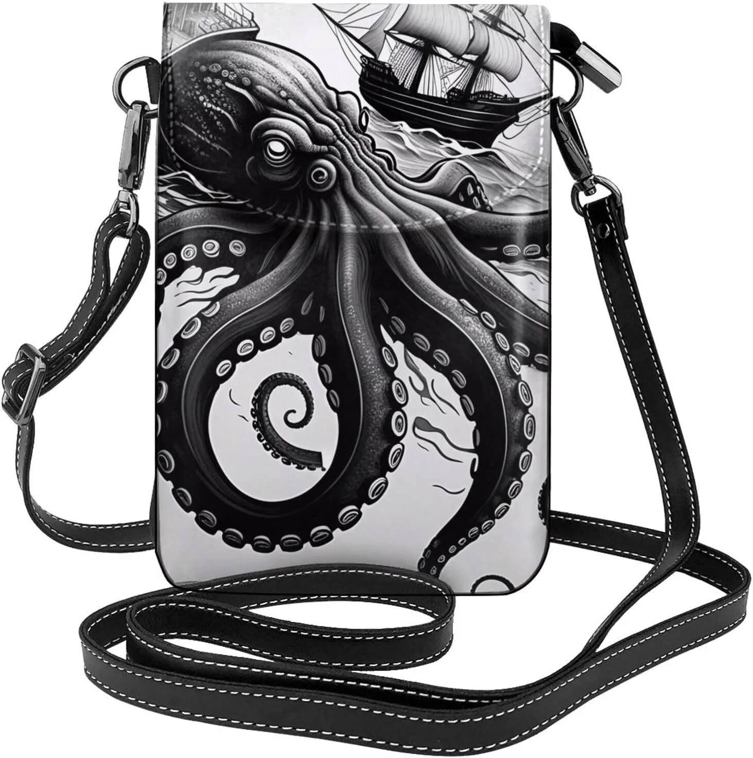 Small Crossbody Bags for Women,Leather Shoulder Bag for Cell Phone Purse with Strap and Colorful Life Trees Printed