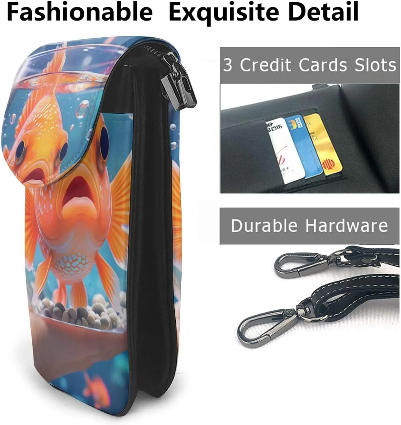 Small Crossbody Bags for Women,Leather Shoulder Bag for Cell Phone Purse with Strap and Gold Bling Printed