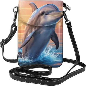 Small Crossbody Bags for Women,Leather Shoulder Bag for Cell Phone Purse with Strap and purple and black butterfly Printed