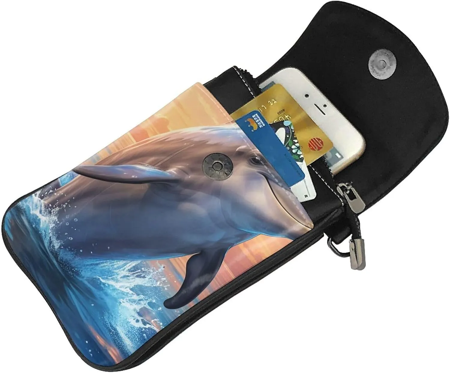 Small Crossbody Bags for Women,Leather Shoulder Bag for Cell Phone Purse with Strap and purple and black butterfly Printed