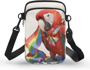 Small Crossbody Phone Wallet Bag, Tropical Flower Leaves Mini Shoulder Purse Belt Bag for Running, Hiking & Biking