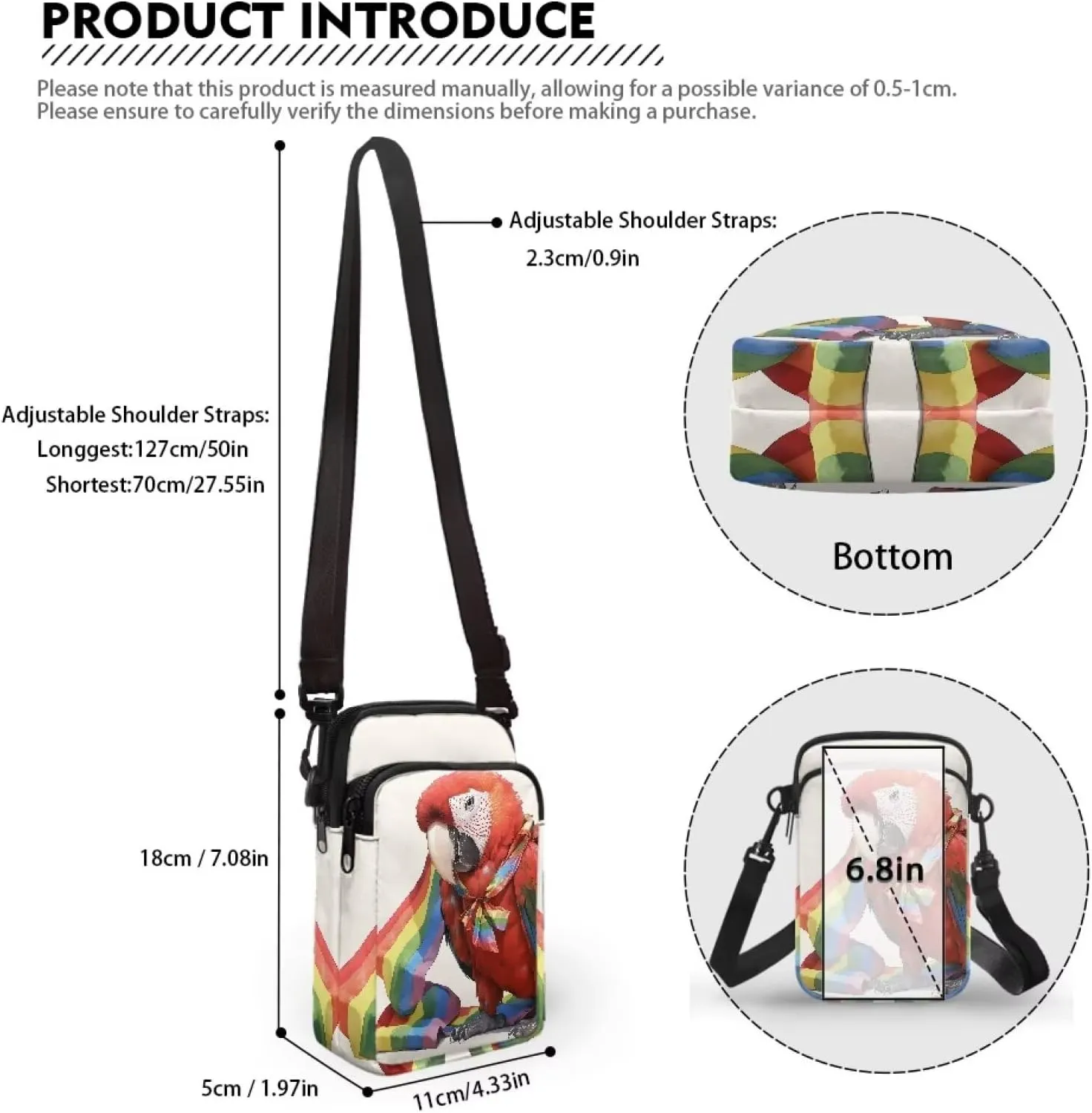 Small Crossbody Phone Wallet Bag, Tropical Flower Leaves Mini Shoulder Purse Belt Bag for Running, Hiking & Biking