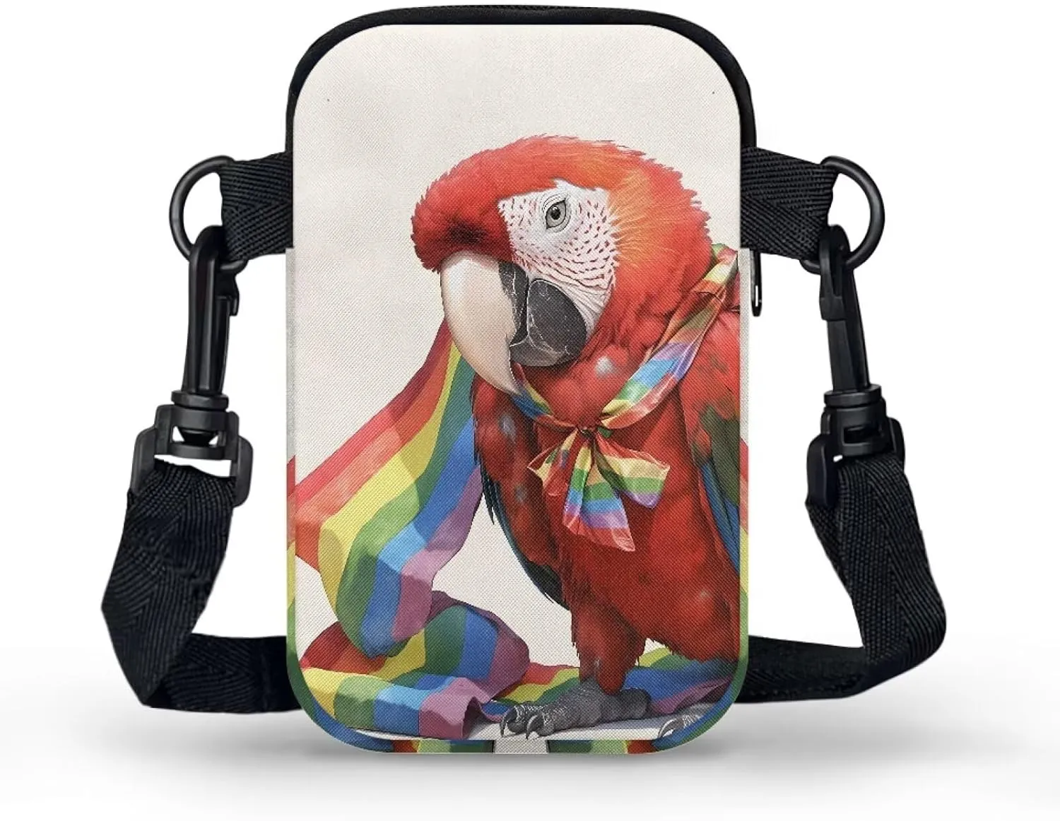 Small Crossbody Phone Wallet Bag, Tropical Flower Leaves Mini Shoulder Purse Belt Bag for Running, Hiking & Biking