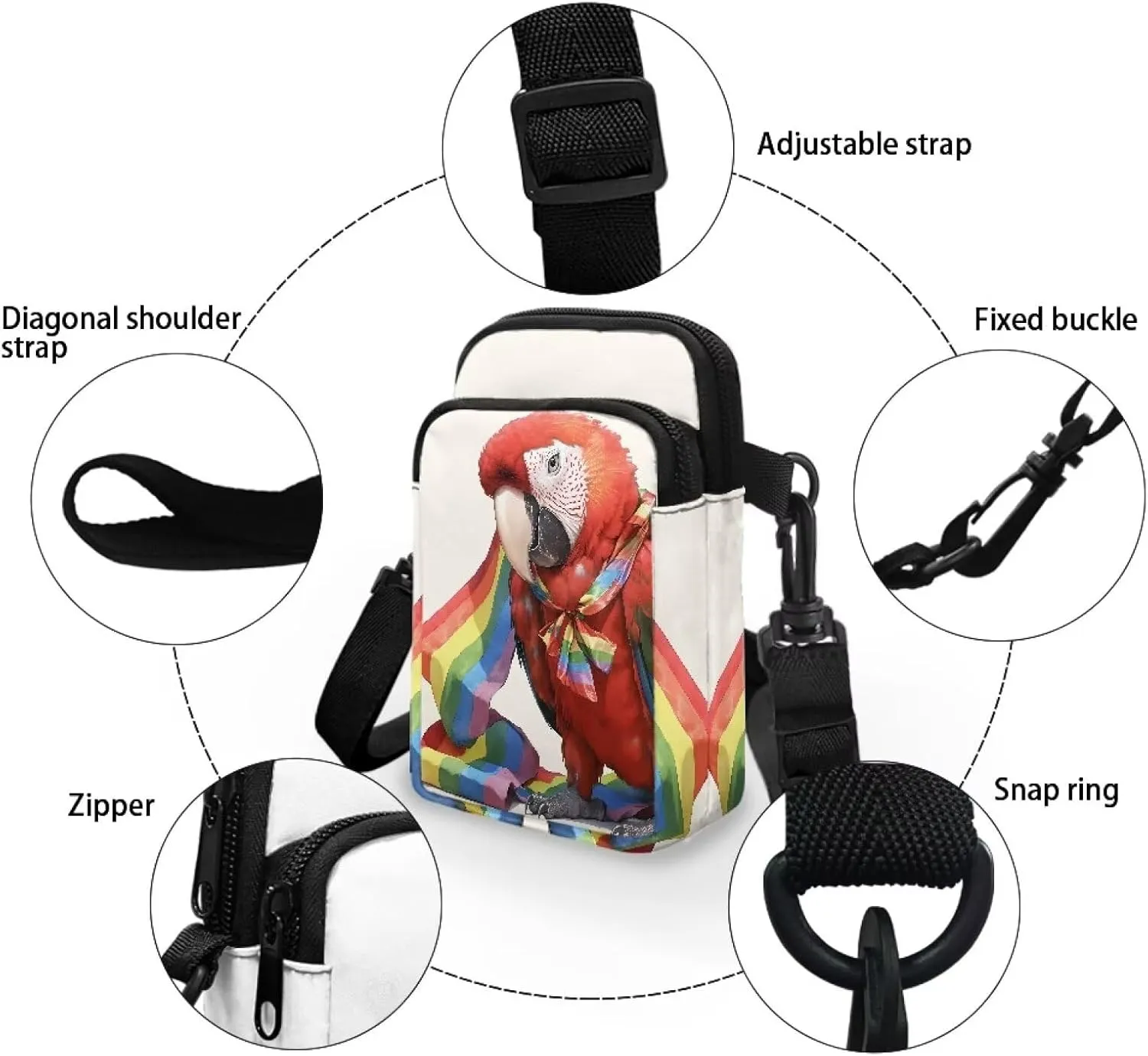 Small Crossbody Phone Wallet Bag, Tropical Flower Leaves Mini Shoulder Purse Belt Bag for Running, Hiking & Biking