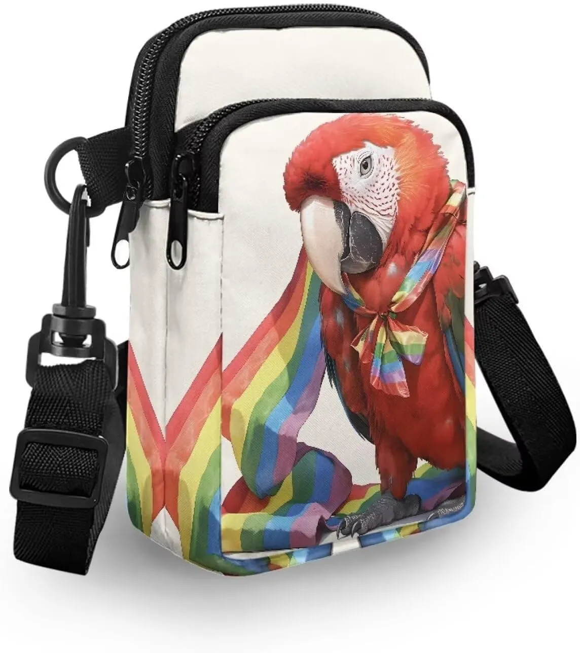 Small Crossbody Phone Wallet Bag, Tropical Flower Leaves Mini Shoulder Purse Belt Bag for Running, Hiking & Biking