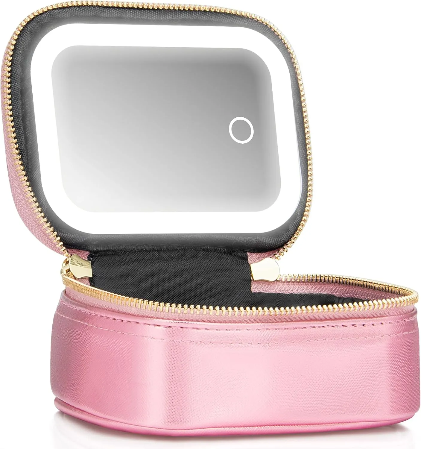 Small Makeup Bag Travel Train Case with Mirror and Light Mini Travel Makeup Train Case Cosmetic Organizer 3 Adjustable Brightness Toiletry Bag Portable Artist Storage