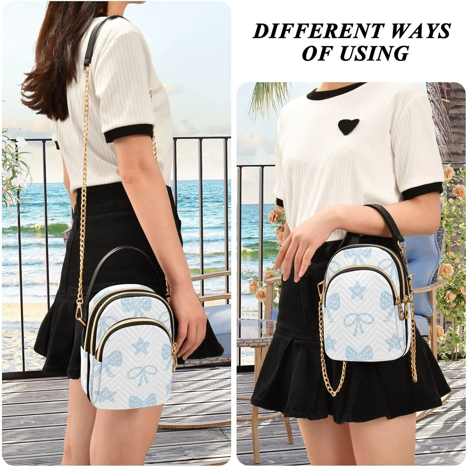 Small Phone Purse Crossbody Cell Phone Purse Phone Wallet Bag with Zipper Pockets Shoulder Strap Handle for Women Daisy