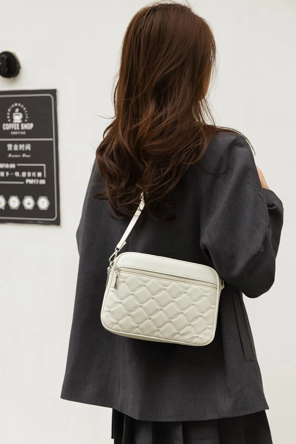 Small Quilted Crossbody for Women purse,vegan leather Multi-layer Shoulder Handbag with Adjustable strap