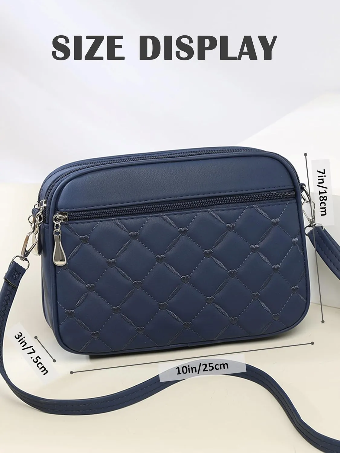 Small Quilted Crossbody for Women purse,vegan leather Multi-layer Shoulder Handbag with Adjustable strap