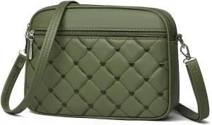 Small Quilted Crossbody for Women purse,vegan leather Multi-layer Shoulder Handbag with Adjustable strap