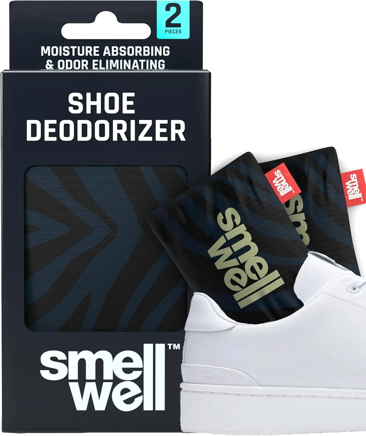 SmellWell - Scented Shoe Deodorizer Inserts - Odor Eliminators - Activated Bamboo Charcoal   Minerals - Natural Fresheners for shoes, bags, gloves - 2 x 1.8oz Original Size Black Zebra
