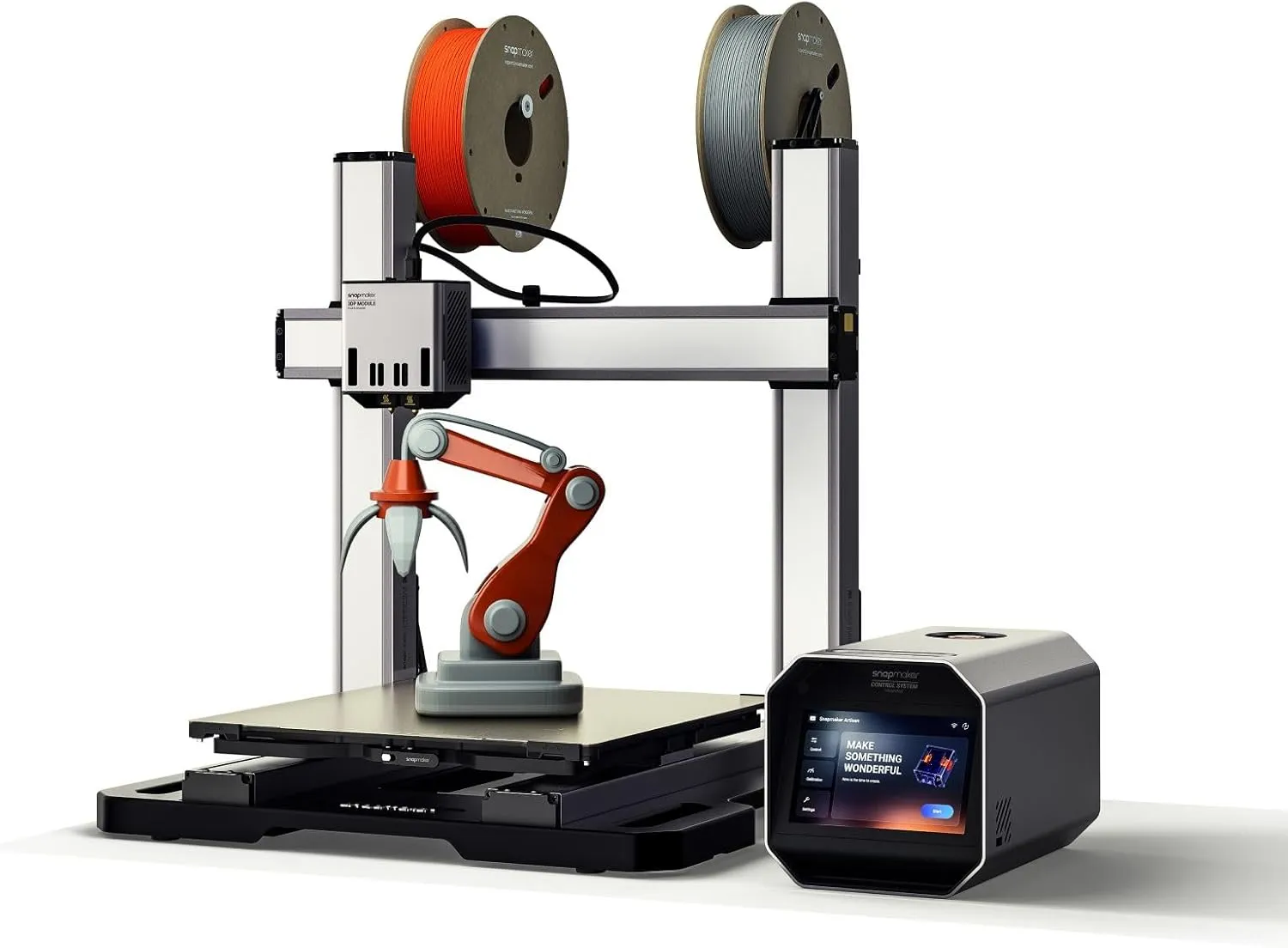 Snapmaker Artisan 3 in 1 3D Printer with 10W Laser Engraver & 200W CNC Carving,FDM 3D Printer Dual Extrusion Large Printing Size 15.75"x15.75"x15.75" with 7" Touchscreen,Industrial-Grade Linear Rails