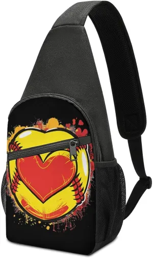 Softball Lover Casual Crossbody Bag Travel Shoulder Bag Hiking Chest Bag Sling Backpack with Pocket for Men Women