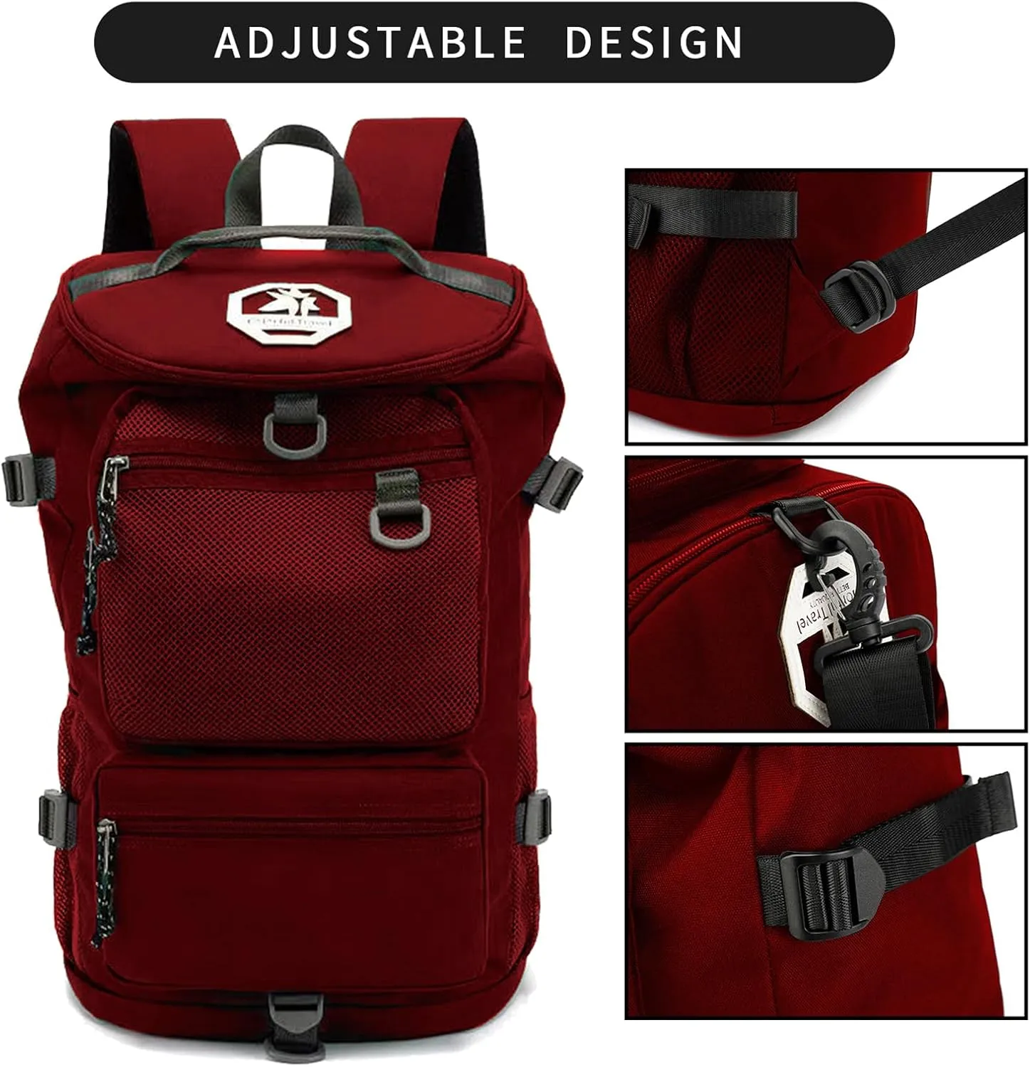 Solid color gym duffel bag backpack, wrestling bag,with shoe compartment, 4 kinds of back method waterproof travel sports walking laptop Lightweight (B-Magenta Red)
