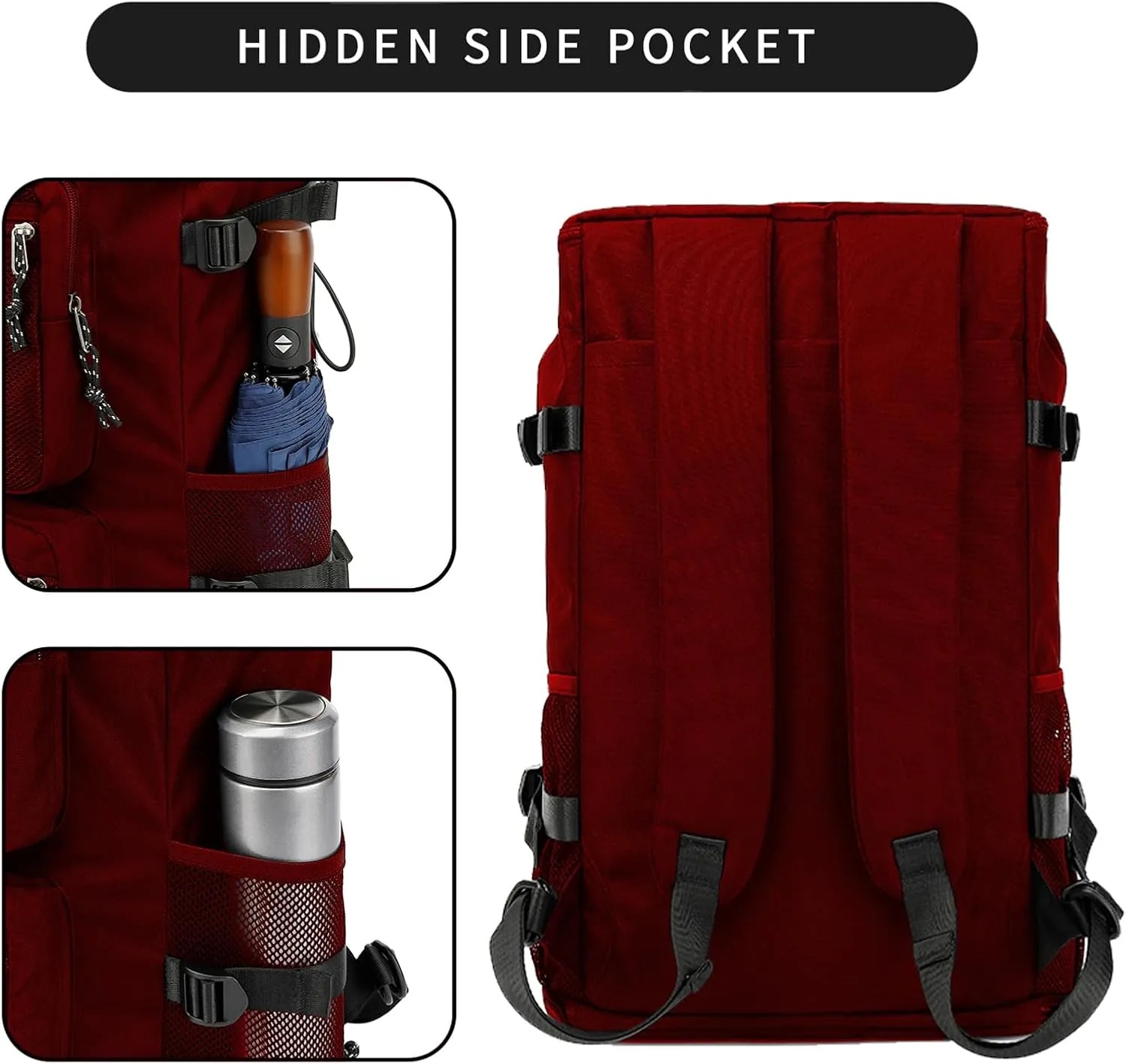 Solid color gym duffel bag backpack, wrestling bag,with shoe compartment, 4 kinds of back method waterproof travel sports walking laptop Lightweight (B-Magenta Red)