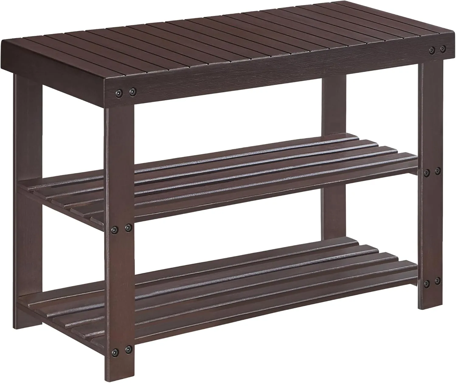 SONGMICS Shoe Rack Bench, 3-Tier Bamboo Shoe Storage Organizer, Entryway Bench, Holds Up to 286 lb, 11.3 x 27.6 x 17.8 Inches, for Entryway Bathroom Bedroom, Brown ULBS04Z