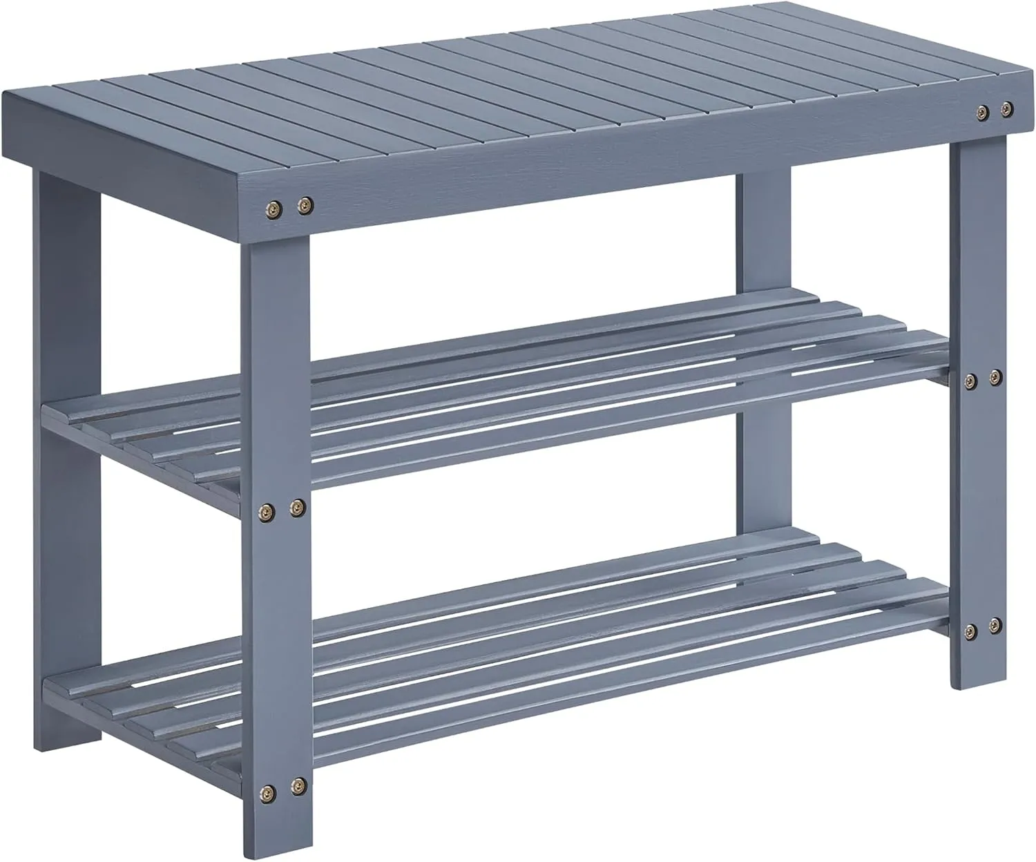 SONGMICS Shoe Rack Bench, 3-Tier Bamboo Shoe Storage Organizer, Entryway Bench, Holds Up to 286 lb, 11.3 x 27.6 x 17.8 Inches, for Entryway Bathroom Bedroom, Grey ULBS04GY