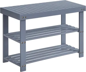 SONGMICS Shoe Rack Bench, 3-Tier Bamboo Shoe Storage Organizer, Entryway Bench, Holds Up to 286 lb, 11.3 x 27.6 x 17.8 Inches, for Entryway Bathroom Bedroom, Grey ULBS04GY