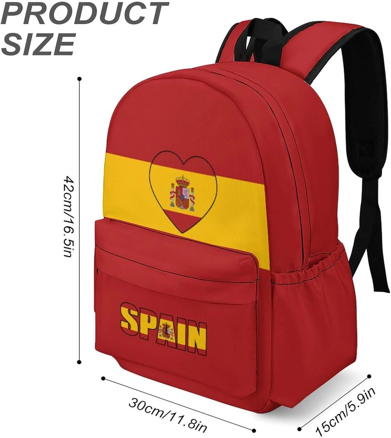 Spain Flag Spanish Heart Backpacks Large Capacity Rucksack Shoulder Bag Lightweight Laptop Bags Travel Hiking Camping for Men Women 2025