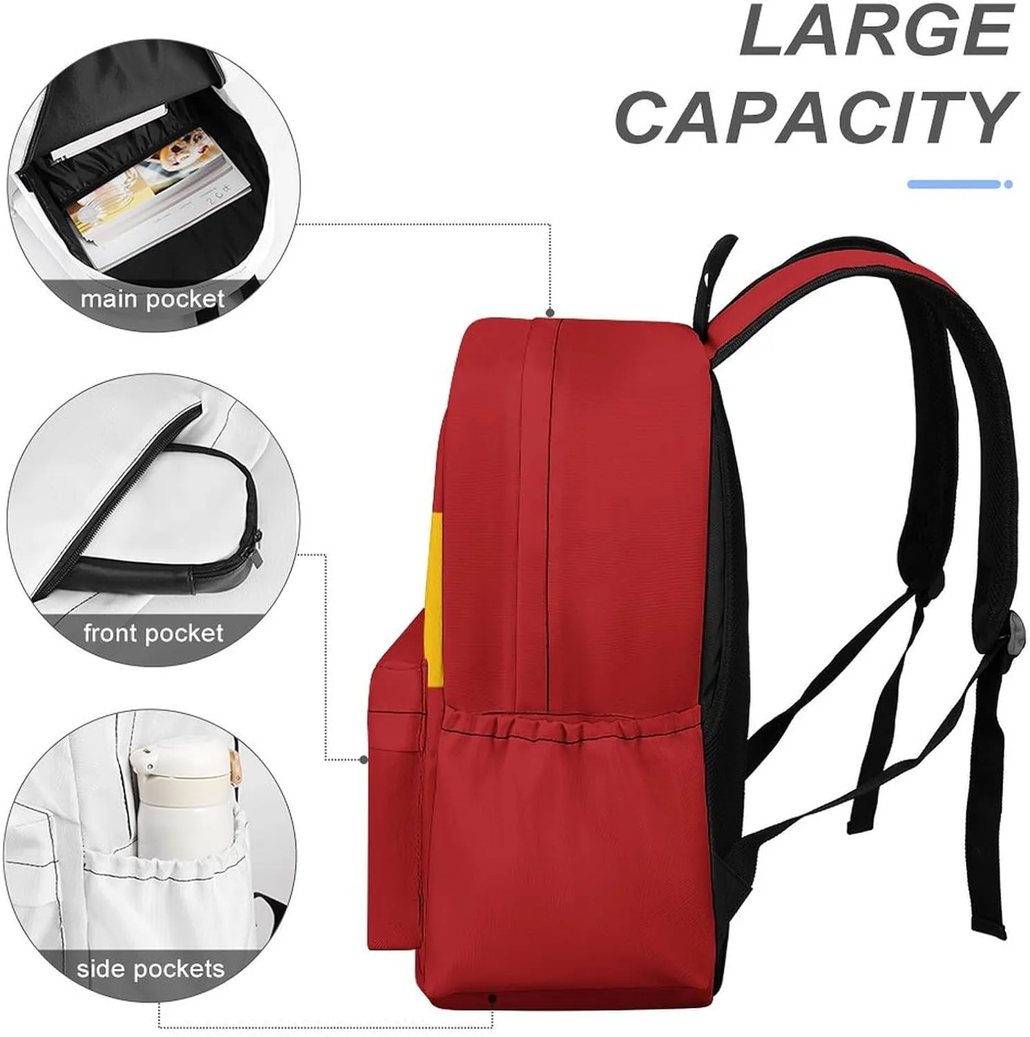 Spain Flag Spanish Heart Backpacks Large Capacity Rucksack Shoulder Bag Lightweight Laptop Bags Travel Hiking Camping for Men Women 2025