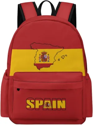 Spain Flag Spanish Map Backpacks Multiple Pockets Knapsack Travel Bag Compartment Backpack Travel Hiking Camping for Men Women 2025