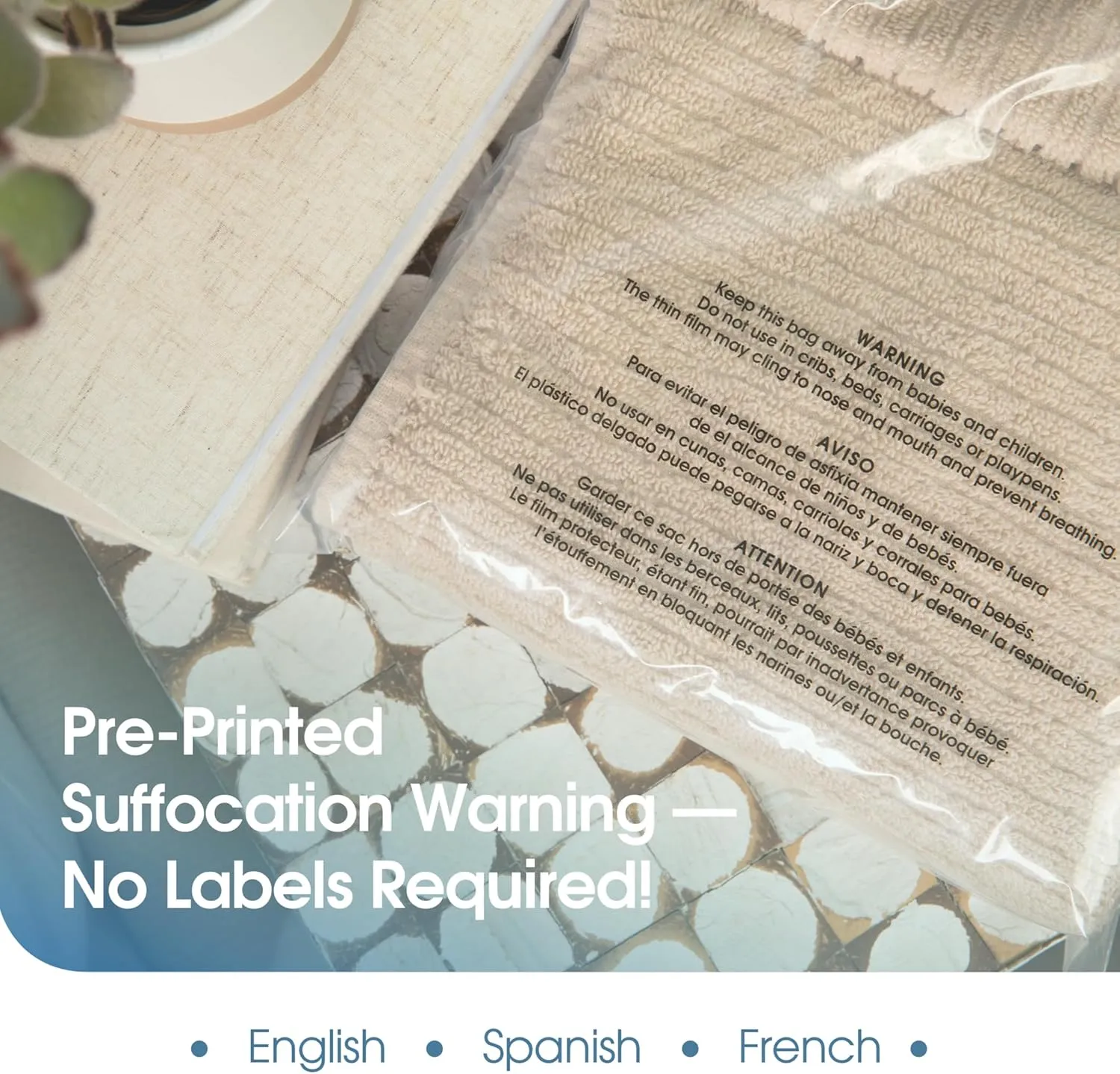 Spartan Industrial - 8” X 10” (200 Count) Self Seal Clear Poly Bags with Suffocation Warning for Packaging, Clothing, and Fulfillment - Permanent Adhesive
