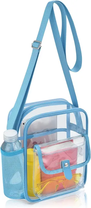 SPODEARS Clear Crossbody Bag for Stadium Events & Concerts - Adjustable Shoulder Strap Purse with 1 Bottle Holder