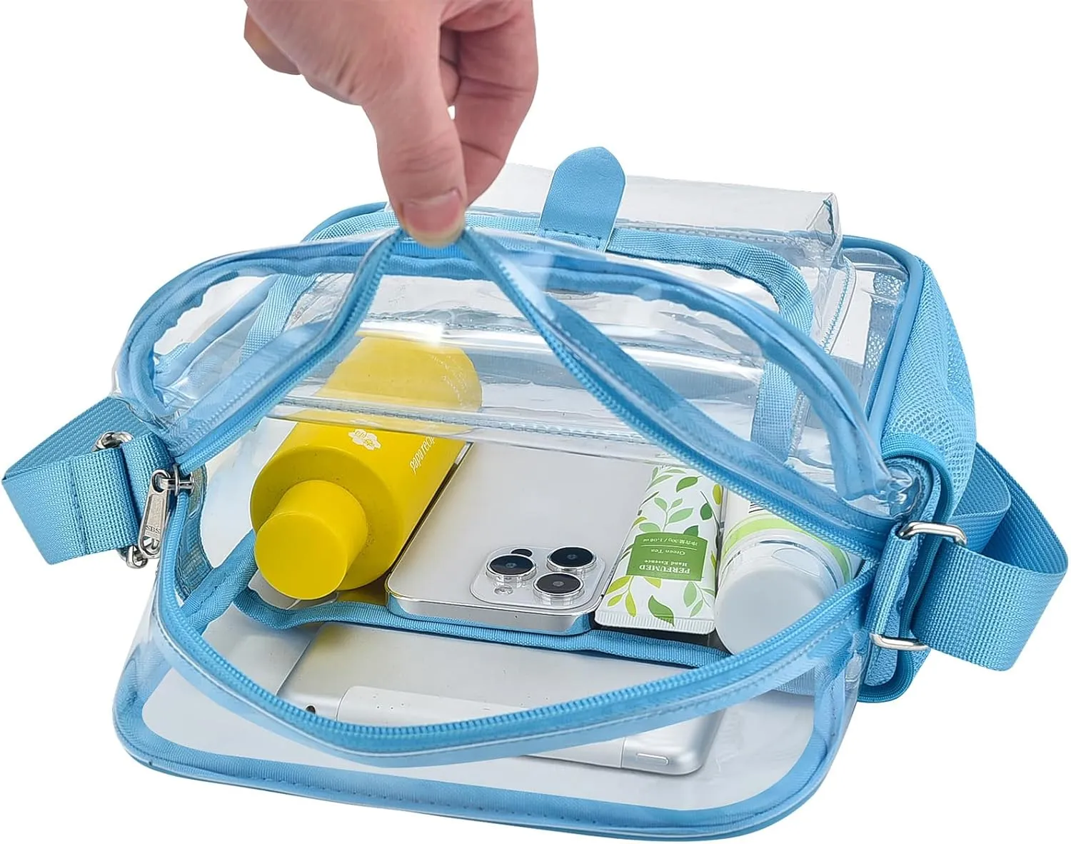 SPODEARS Clear Crossbody Bag for Stadium Events & Concerts - Adjustable Shoulder Strap Purse with 1 Bottle Holder