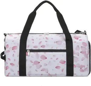Sport Gym Duffel with Shoe Compartment Wet Pocket, Sakuras-petals Shoulder Travel Bag for Women Men