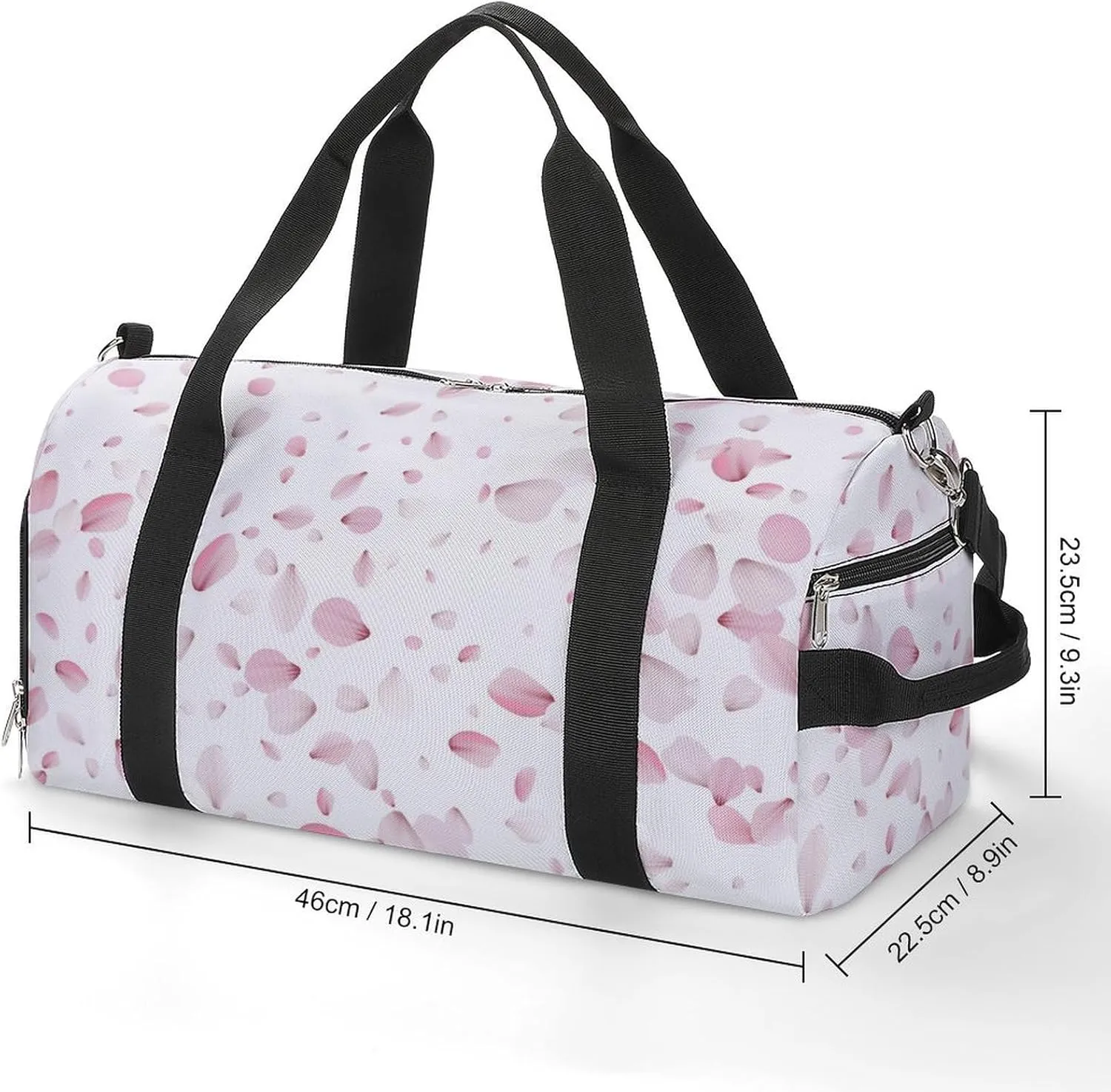 Sport Gym Duffel with Shoe Compartment Wet Pocket, Sakuras-petals Shoulder Travel Bag for Women Men