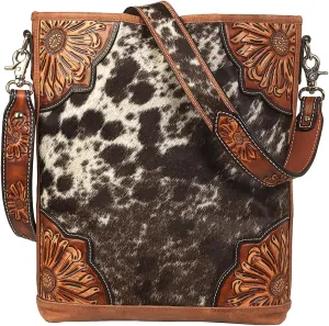 Spotted Calf Hair Collection Conceal Carry Crossbody Brown