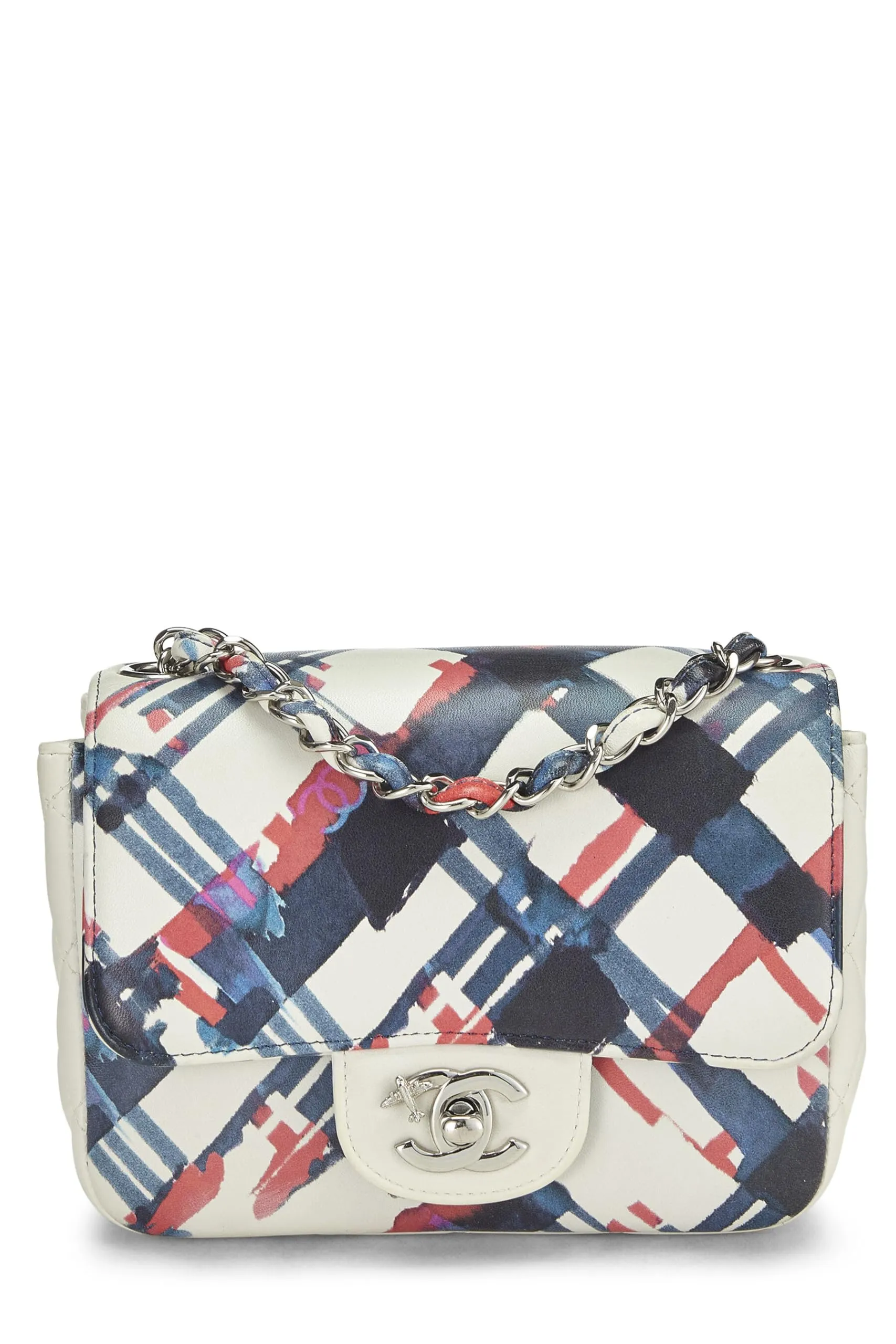 Square Red Multi Chanel, Calfskin Express shipping Mini, Flap  Airline Discounted shipping & Blue