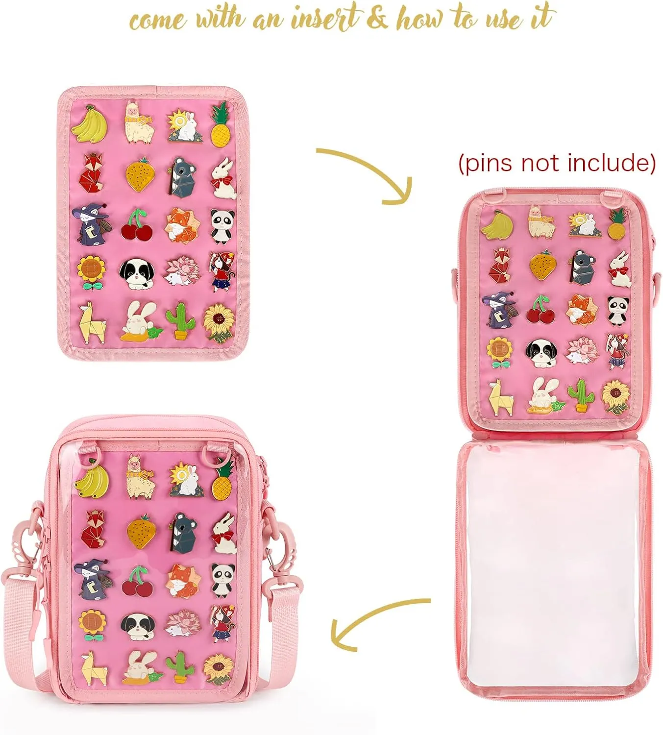 STEAMEDBUN Ita Bag Crossbody Small Pin Display Bag with Insert