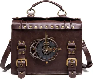 Steampunk Crossbody Purse and Handbag for Women Cute Shoulder Bag Medium Unique Metal Clock Costume Cosplay Accessories