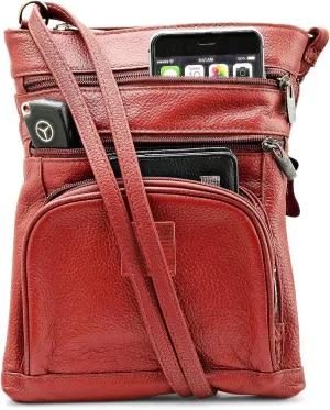 Steeltime Unisex Super Soft Leather Crossbody Bag with Lords Prayer or Serenity Prayer Patch with Carrying Strap