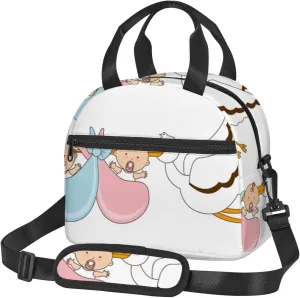Stork Myth,Insulated Lunch Bag for Women/Men,Stork Myth Congratulation Boys and Girls,Reusable Leakproof Cooler Tote Bag Organizer with Adjustable Shoulder Strap for Adult,Pink Blue