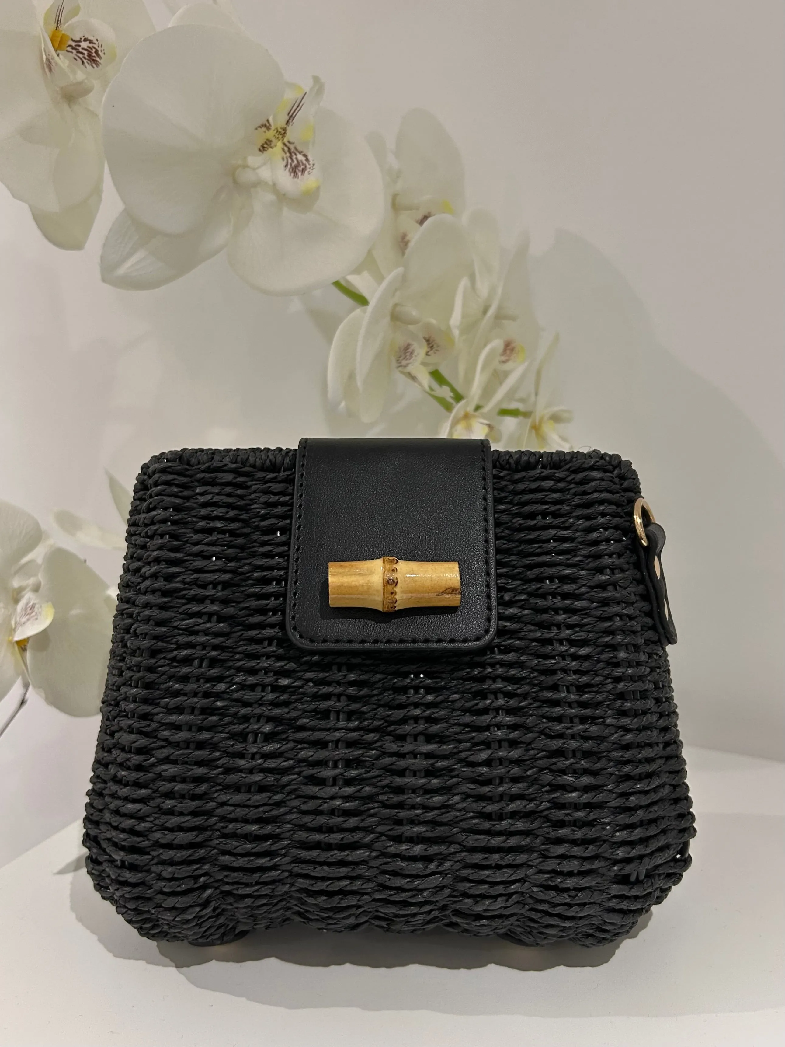 Straw Wicker Bamboo Detail Crossbody Bag (4 Colours)