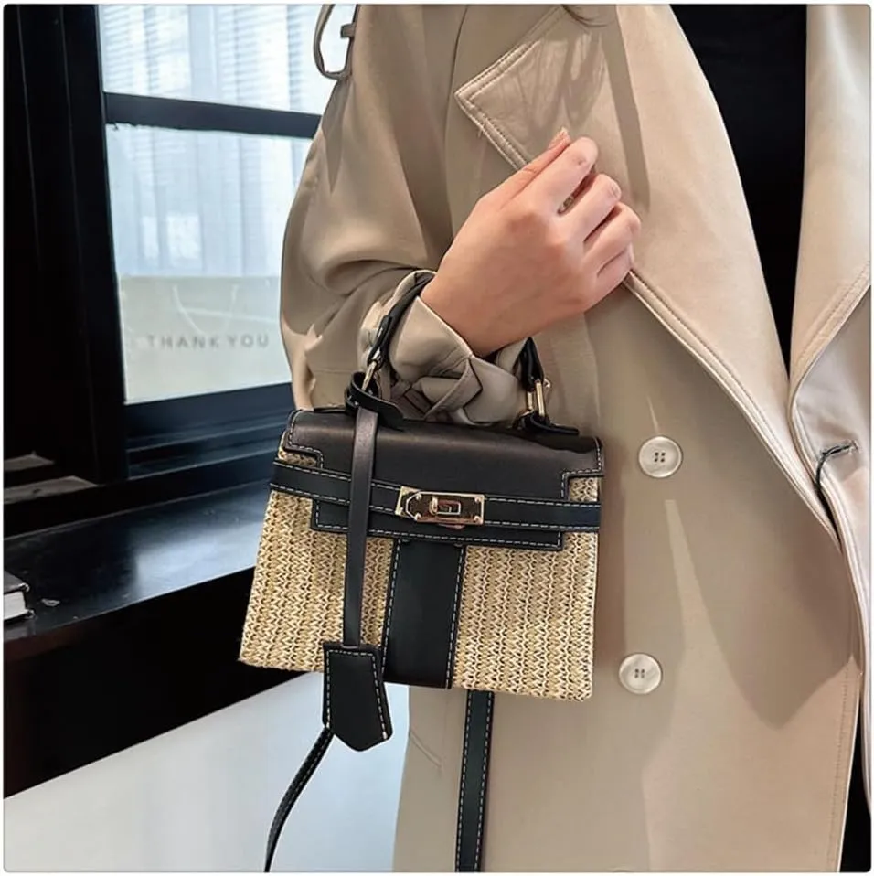 Straw woven women's wallet vacation handbag, beach crossbody bag, fashionable summer woven single shoulder beach bag