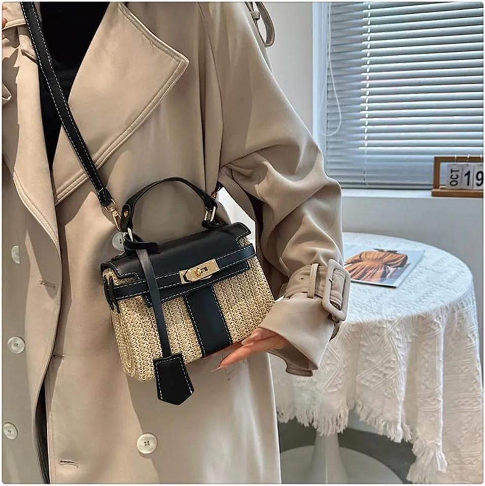 Straw woven women's wallet vacation handbag, beach crossbody bag, fashionable summer woven single shoulder beach bag
