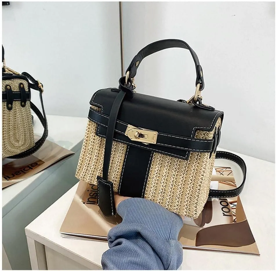 Straw woven women's wallet vacation handbag, beach crossbody bag, fashionable summer woven single shoulder beach bag