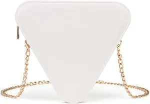 Stylish PVC Crossbody Bag with Detachable Chain Strap Triangle Shape Shoulder Bag Lightweight Purse for Women